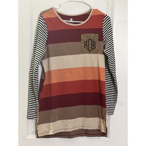 Marley Lilly Shirt Medium M‎ Women's  Oversized Long Sleeve Monogram